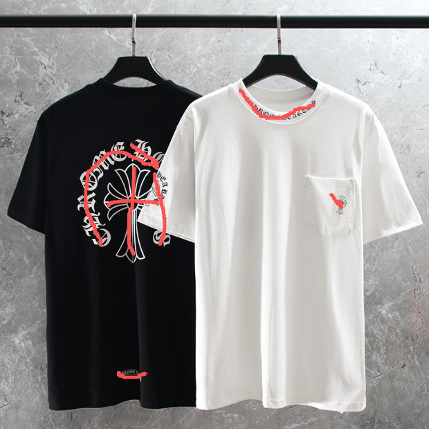 Authentic Version Cross-Border Wholesale Chrome Hearts 24-Year Men's Pure Cotton T-Shirt Loose Short Style Authentic Version Cross-Border Wholesale Chrome Hearts 24-Year Men's Pure Cotton T-Shirt Loose Short Style