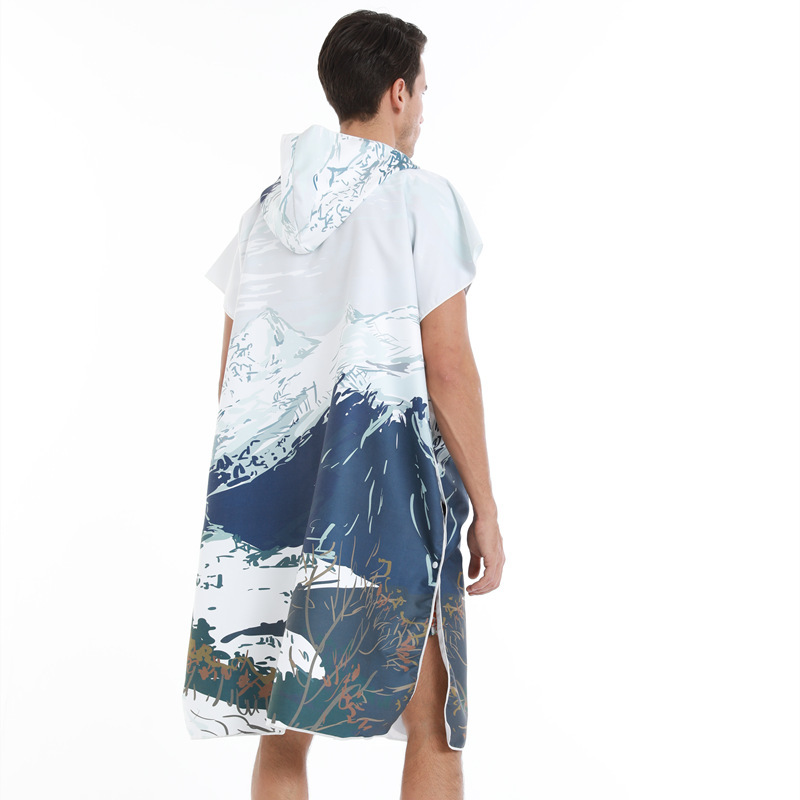 Landscape Simple Style Quick-Drying Swimming Bath Towel Cloak Surfing Diving Changing Bathrobe Hooded Wearable Men's Bath Towel