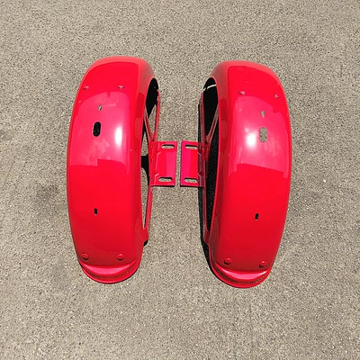 Electric tricycle iron rear fender with tail light hole leisure tricycle rear mud tile with bracket rear mud tile (Electric vehicle fender) - pair-75cm-red-pair-with-taillight-hole