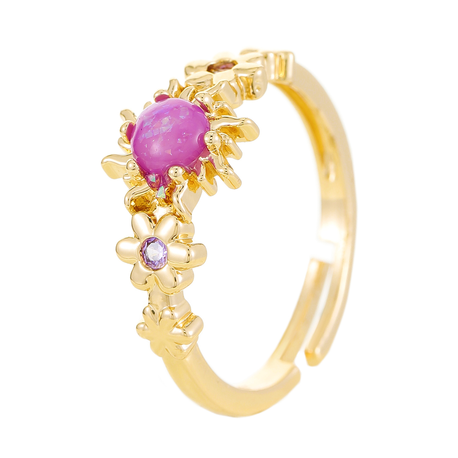 Flower Pattern All Seasons Season Elegant Simple Style Flower Alloy Plating Couple Unisex Open Rings