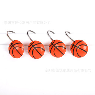 12Pcs Resin Basketball Shower Curtain Hook Single Hook Stainless Steel Curtain Hook Shower Curtain Hook