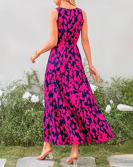 269g Weight Maxi Long Dress Dress Length Type Sleeveless Sleeve Length Swing Dress Dresses Type Sleeveless Sleeve Type Polyester Fabric Type Mid Waist Waist Line Holiday, Daily, Selfie Occasion V Neck Neckline Regular Fit Fit Type Flower Pattern Summer Season Women's Gender Printing Design Casual, Elegant, Simple Style Style Wholesale Women's Casual Elegant Simple Style Printing Flower Holiday Daily Selfie V Neck Sleeveless Swing Dress 3