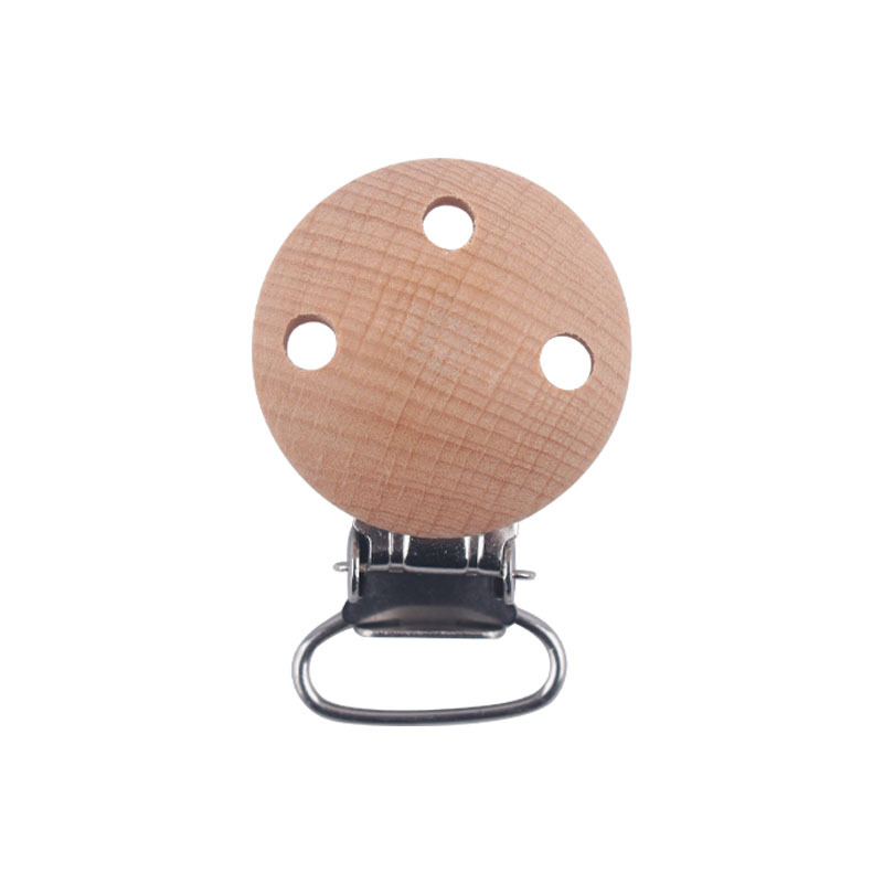 Nuevo bebé suministros 30mm madera de haya color chupete clip creativo DIY chupete cadena accesorios de joyería