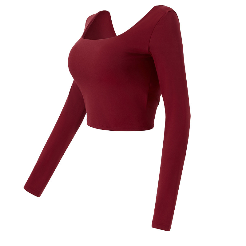Cross-border Backless Yoga Clothing Top Women's Beautiful Back Long Sleeve T-shirt Running Training Fitness Clothing Pilates Sportswear New