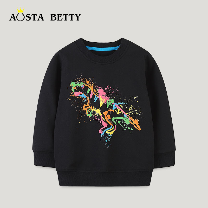 Sudadera de manga larga con estampado de dinosaurio para niños, estilo europeo y americano, novedad de otoño, sudadera tipo jersey, ropa exterior, suministro transfronterizo