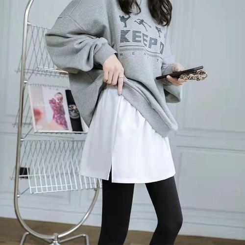 Comfortable Cotton Small Butt Curtain Hem Skirt Sweatshirt Base Bottom Covering Overlap Layering Inner Wear White Short Skirt for Women