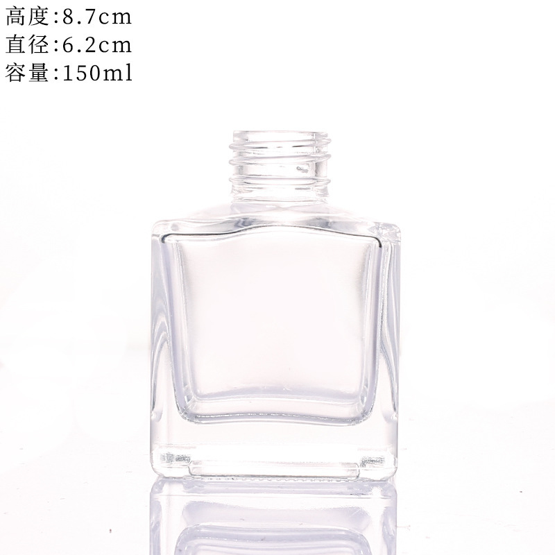 正方形の無火アロマボトル装飾品透明ディフューザーガラスボトル屋内部屋籐の香りの空のボトル|undefined