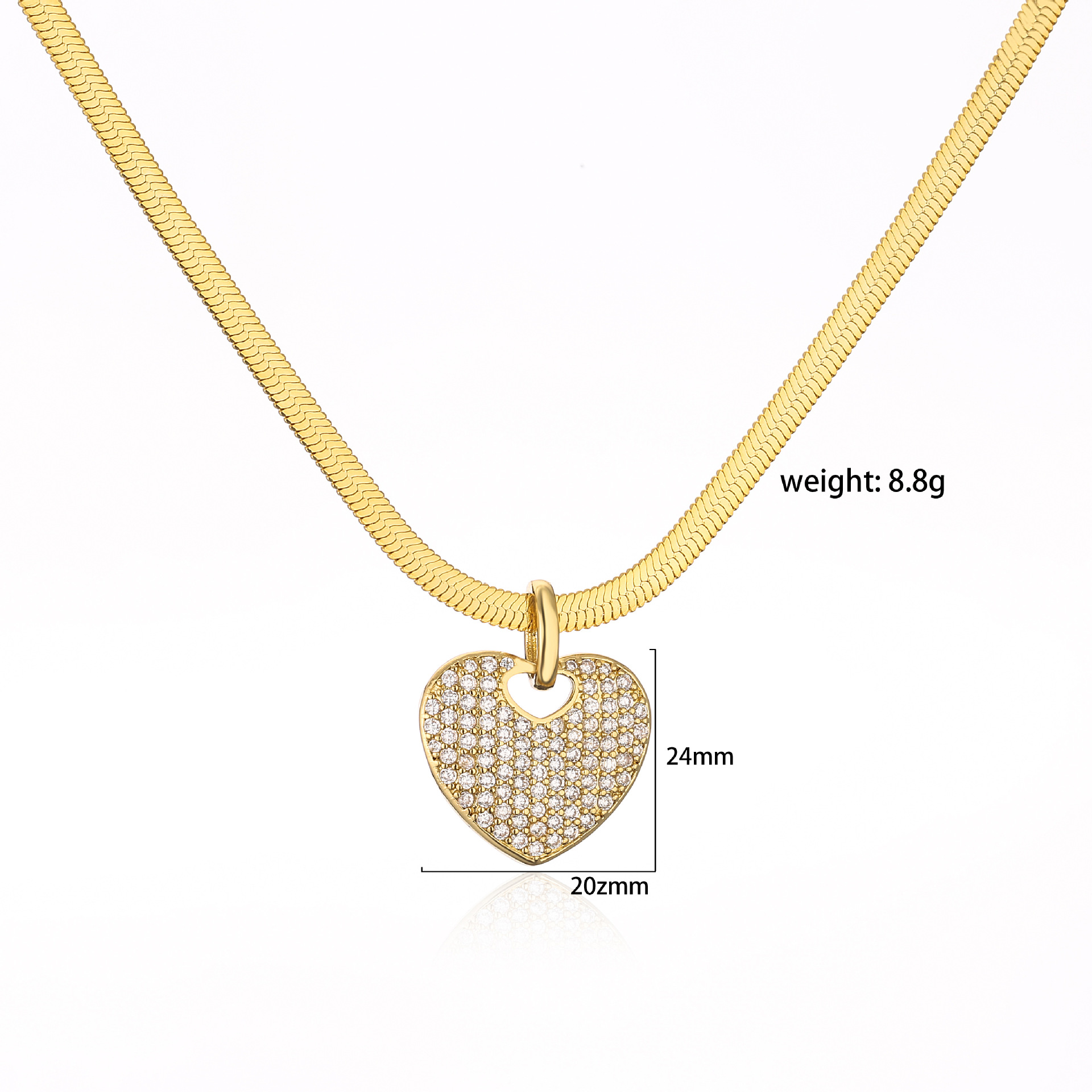 1 Piece 1 Pair Simple Style Heart Shape Copper Inlay Zircon Women's Jewelry Set display picture 2