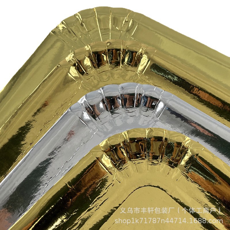 Una vez engrosada bandeja de papel dorado bandeja de papel fiesta de cumpleaños bandeja de barbacoa ham filete de cordero fábrica directa