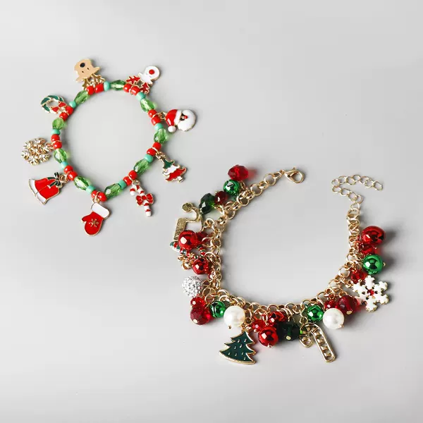 European and American Cross-border Christmas Bracelet Snowflake Reindeer Christmas Tree Fashion Creative Alloy Bracelet Holiday Gift