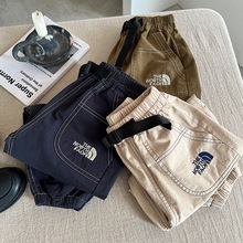 儿童休闲裤秋款男童明线长裤中小童字母束脚裤潮牌宝宝卡其裤韩版