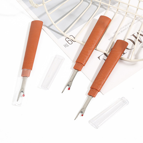 Factory direct supply large plastic imitation wooden handle seam ripper knife cross stitch thread picker clothing thread cutter manual seam ripper