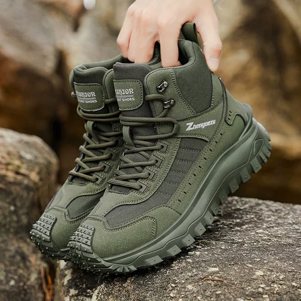 Autumn and Winter New Outdoor Hiking Boots Men's High-Top Thick-Soled Tactical Boots Large Size Comfortable Sports Work Shoes