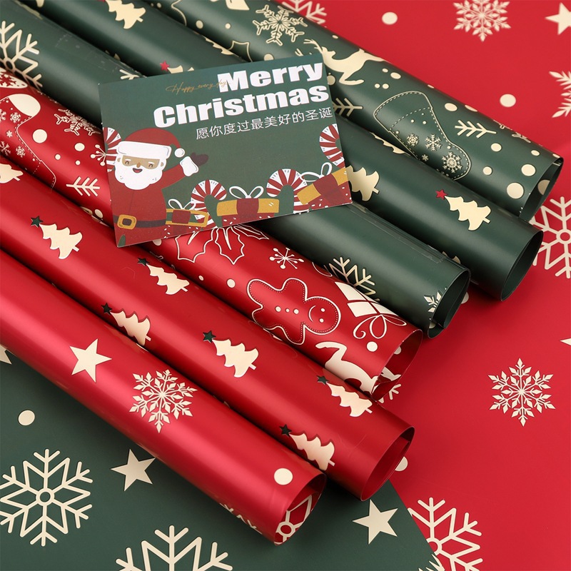 Papel de Envoltura Impermeable de Navidad para Flores y Regalos de Película Perlada