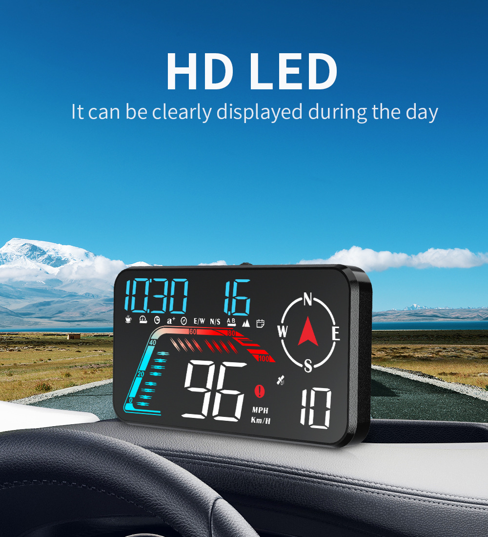 Universal Car HUD Head-Up Display, Beidou GPS Car Driving Direction and Time Display, New Cross-Border Model