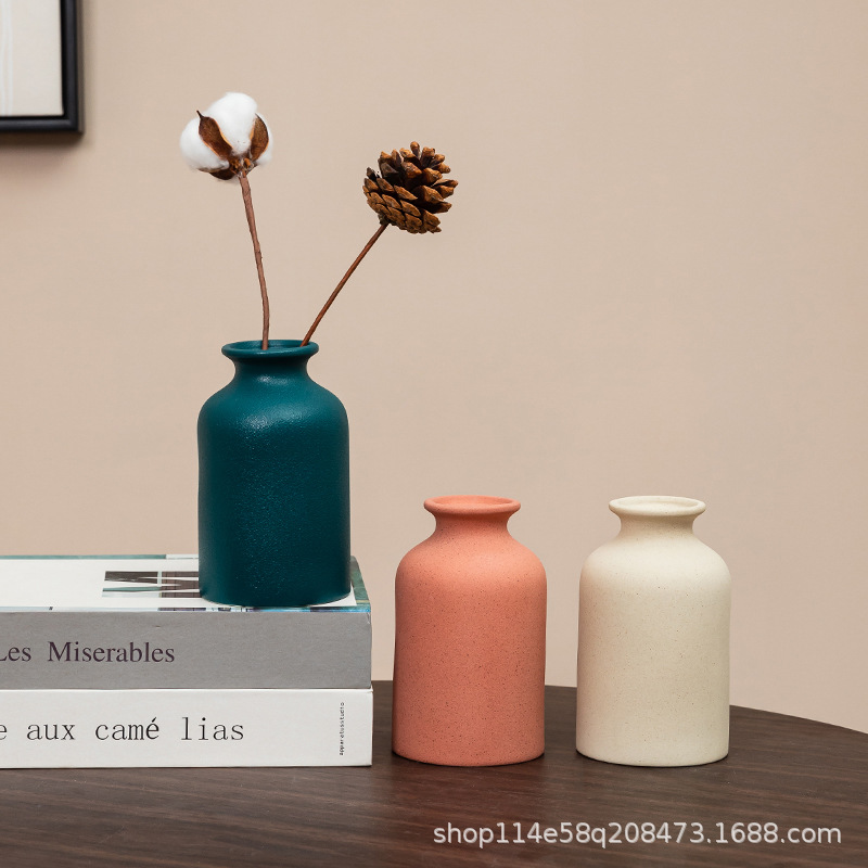 陶瓷花瓶ins家居创意粗陶磨砂插花淘宝爆款ins风