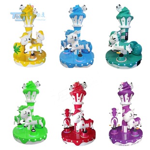 Children's cartoon three-person ice cream fiberglass carousel swivel chair rocking car game machine video game City