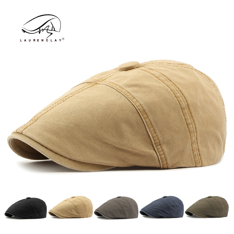 Unisex Hats Men's and women's cotton berets simple light plate cap retro forward hat painter hat trend_voghion.com