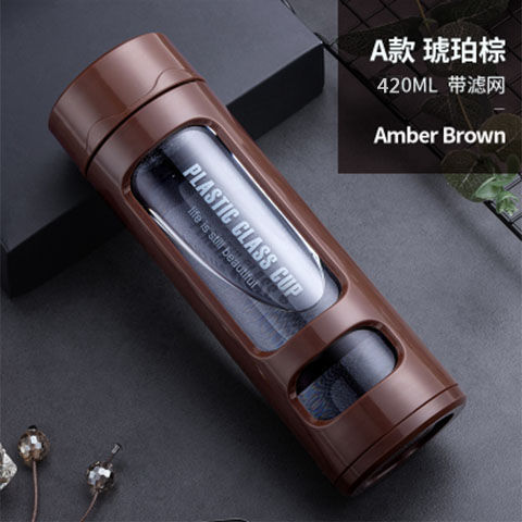 摔不烂钢化玻璃杯耐摔高温硼硅双层玻璃杯保护套男士茶杯|undefined