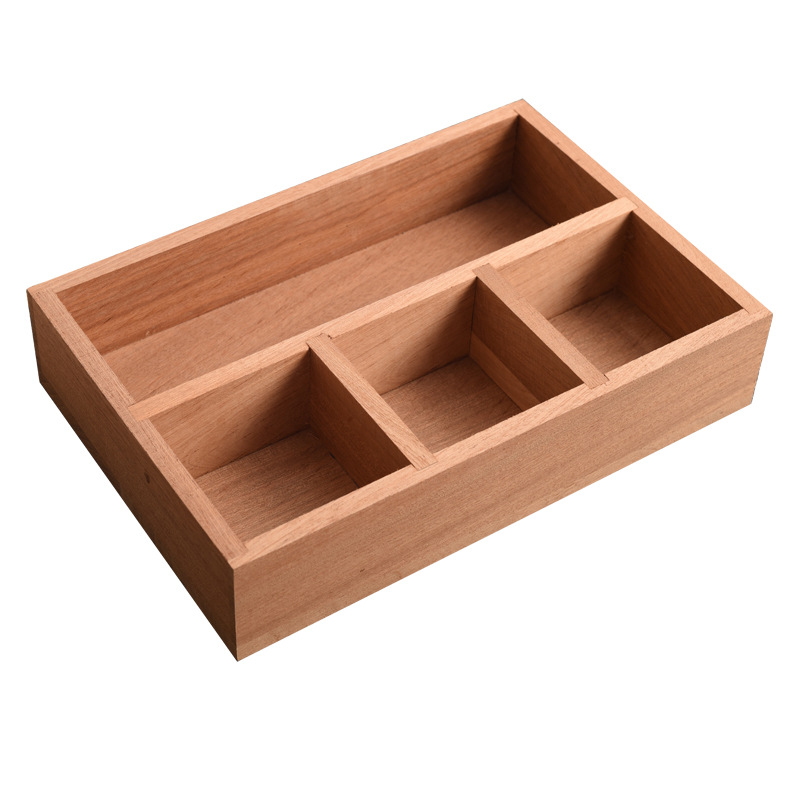 木质多格分类整理木盒家居桌面杂物收纳盒无盖首饰展示盒精油盒