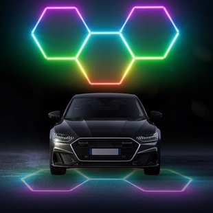 Honeycomb Lamp Cross-Border 110V Colorful Rgb Hexagonal Garage E-Sports Music Rhythm Free Combination Atmosphere Lamps