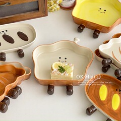 かわいい朝食プレート、釉下色の食器、見栄えの良いプレート、インスタイルの家庭用セラミックディナープレート、見栄えの良いデザートプレート