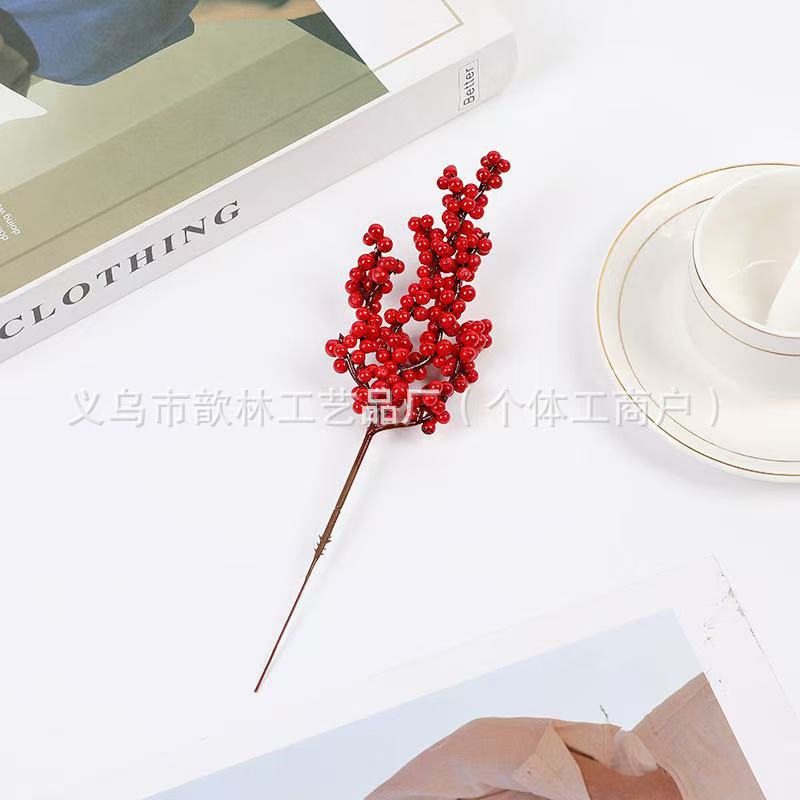 Ramas de Frutos Rojos Artificiales Plástico y PU para Bodas y Decoración del Hogar image 35