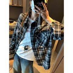 摩且 时髦博主风 美式双口袋设计感翻领宽松磨毛长袖衬衫 MQ0739