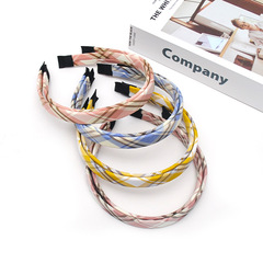 Classic checkered print headband for girls, versatile for outings, trendy face wash and makeup hair accessories, wide edge hair decoration