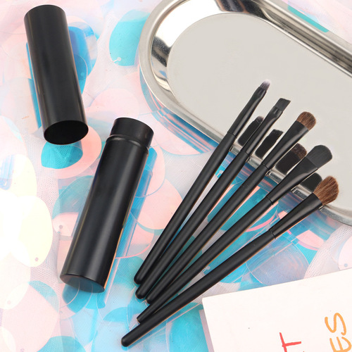 Aluminum tube eye shadow brush set, animal pony hair makeup brush, complete set of makeup tools, bucket brush, lip brush, nose shadow blending brush