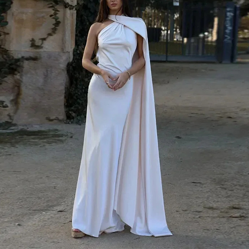 2026 Cross-Border European and American Women's Evening Dress Elegant, Fashionable, Sexy, Silky Satin Texture, Ribbon Halter Neck Dress 2026 Cross-Border European and American Women's Evening Dress Elegant, Fashionable, Sexy, Silky Satin Texture, Ribbon Halter Neck Dress
