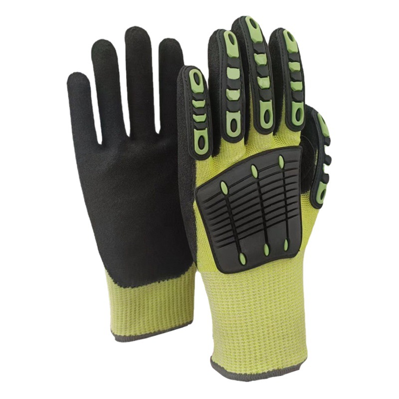 Guantes de protección laboral amarillos fluorescentes de nivel 5 resistentes a cortes Guantes de nitrilo antideslizantes resistentes al desgaste Super Factory Custom Cross-border. image 1