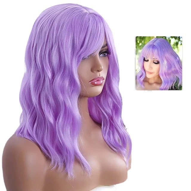Synthetic Wig women's wool curled corn perm medium long shoulder length short curly bangs synthetic fiber hair_voghion.com