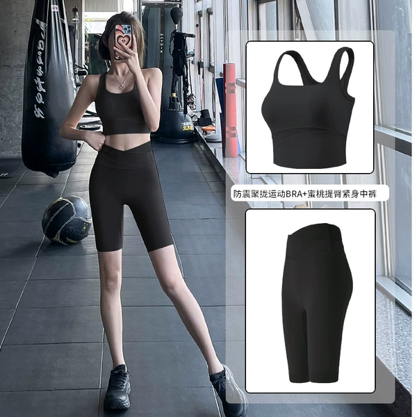 Pure black shorts set.