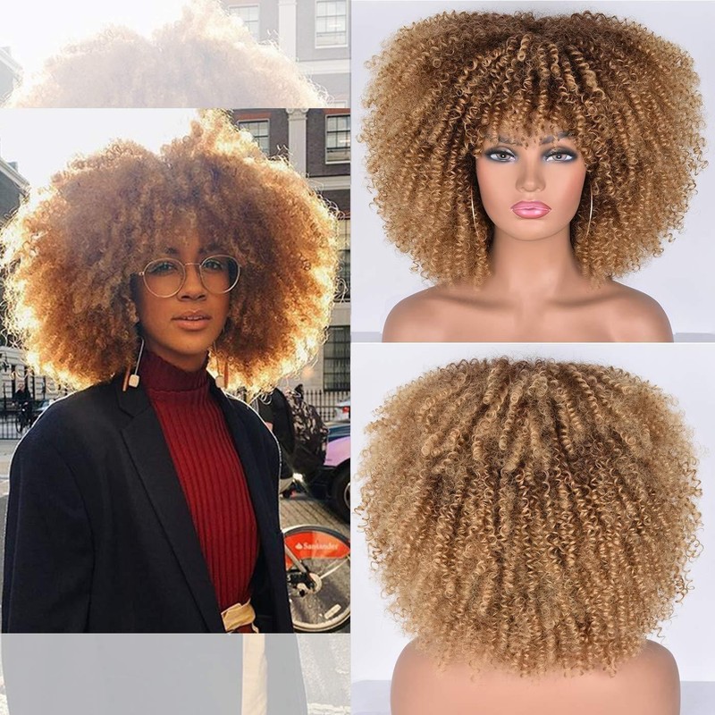 Cross-Border European and American High-Temperature Synthetic Fiber Wigs Full Head Set African Small Curly Hair Afro Wigs Ethnic Style Fluffy