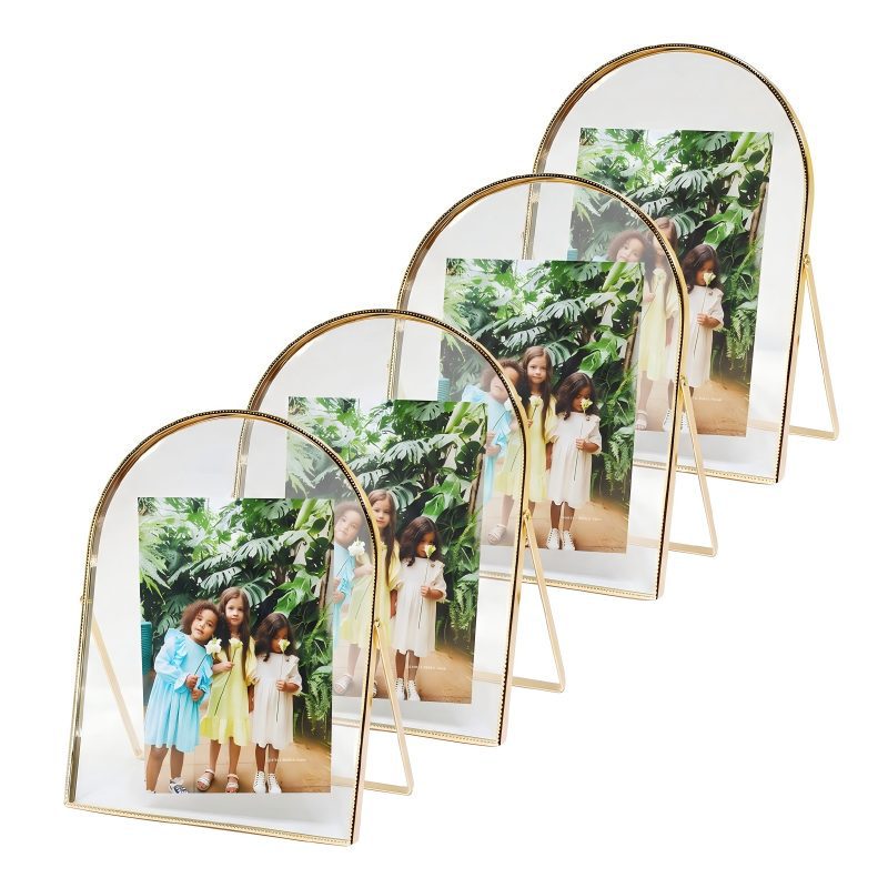 Popular Foreign Trade Item: Ins-Style Arched Photo Frame with Gold and Pearl Edge Design, Home Decoration, Metal Photo Frame Wholesale from Manufacturer