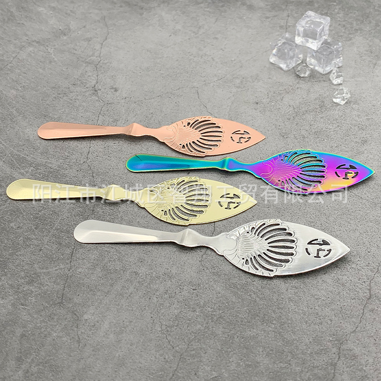 304 acero inoxidable amargo ajenjo cuchara cuadrado colador de azúcar malla filtro de hielo amargo esencia amarga filtro cuchara hueco amargo ajenjo amargo cuchara coctelera