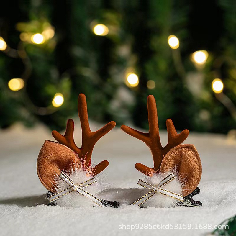 Adorable cabello de Navidad corno de ciervo cinco estrellas cabeza de banda de cabello de Navidad para niños corpos de cabello de decoración accesorios clipes de cabello