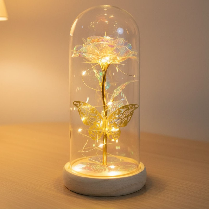 Amazonas transfronterizas flores inmortales cubierta de vidrio de oro de flores de flores de Navidad Día de la Madre Regalos de Día de San Valentín Decoraciones creativas