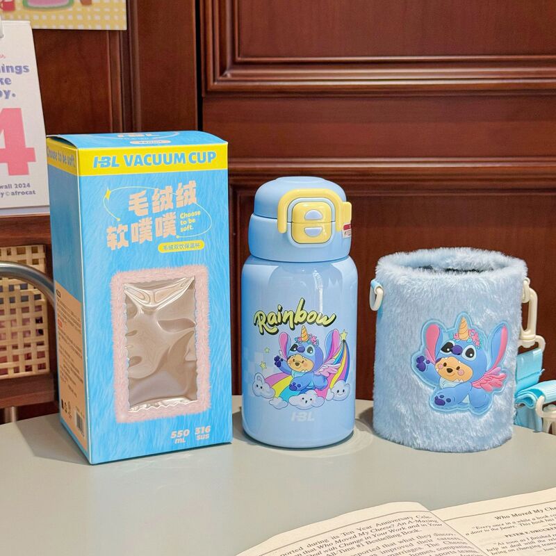 可爱卡通保温杯毛绒杯套女生水壶学生高颜值便携不锈钢吸管杯子|undefined
