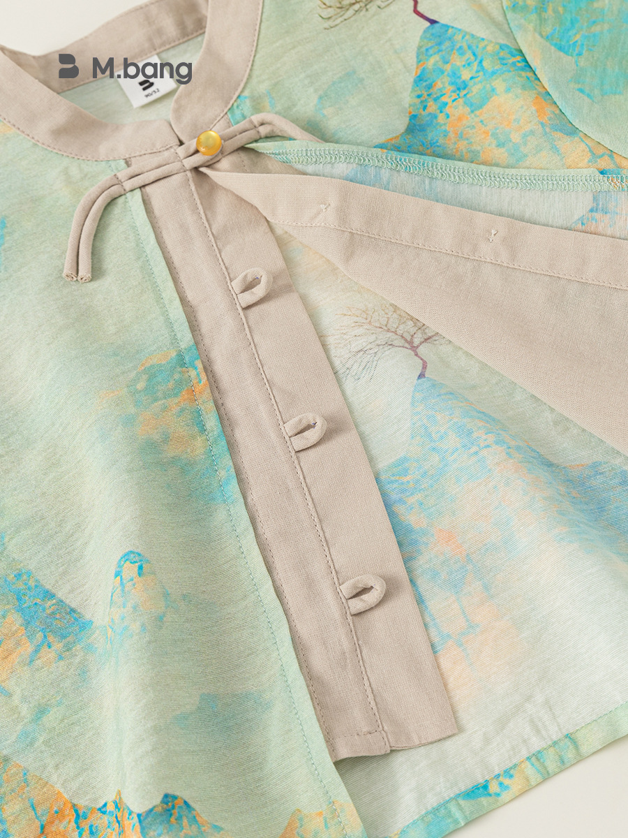 Bangchoan ropa para niños Hanfu dos piezas set de verano antiguo estilo Tang vestido tinta set de niños ropa de bebé image 6