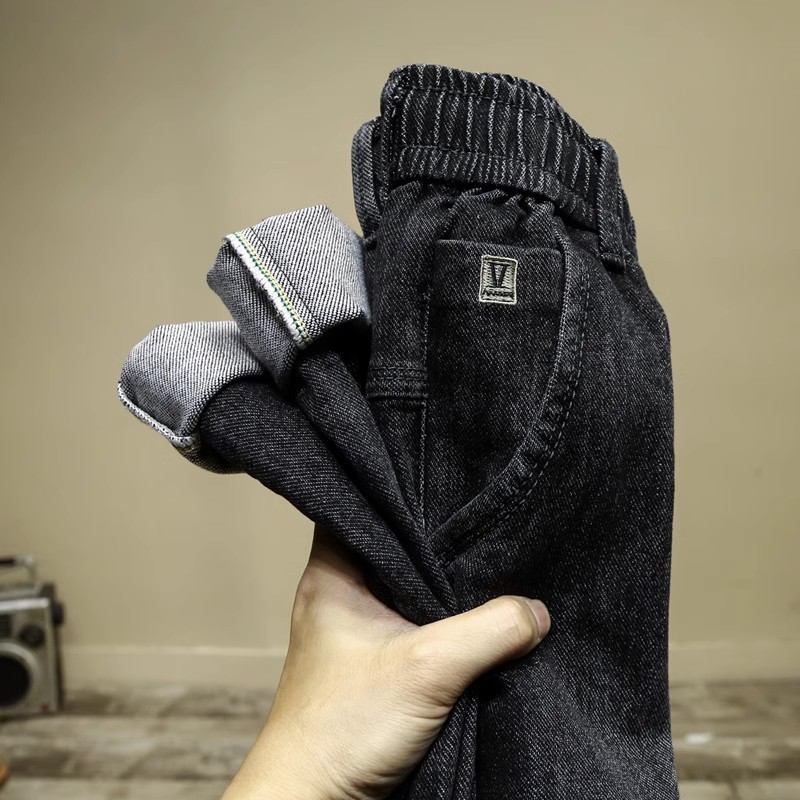 Otoño e Invierno de gama alta suelta estiramiento skinny jeans hombres de moda marca elástico cinturón de hierro-libre casual todo partido harén Pantalones