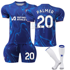 2024-25チェルシーのホームサッカー服20番のパーマーのユニホームの炎の青い色の広告の19番以内
