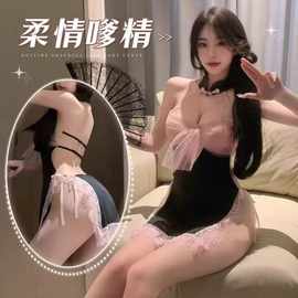 樱情情趣内衣性感纯欲绝绝子旗袍式网纱蝴蝶结吊带情趣睡衣女高级