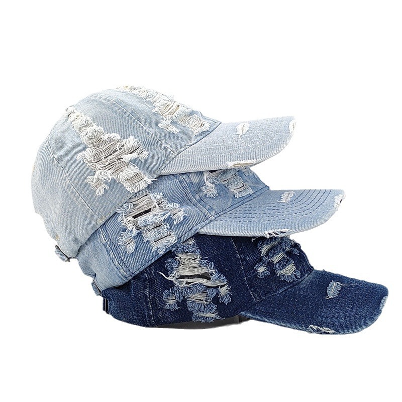 Sombreros transfronterizos de mujer denim lavado con agua personalidad de moda agujero sombrero de béisbol masculino sombrero solar al aire libre sombrero de pato