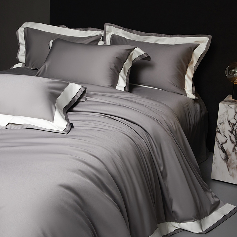 Luxury Cotton Duvet Cover Set Breathable Solid Colour Bedding_voghion.com