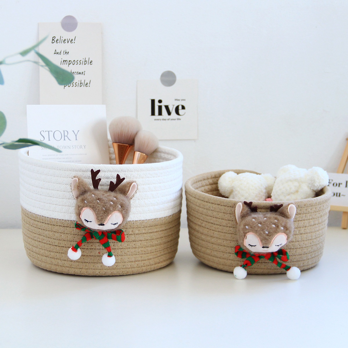 INS style caja de almacenamiento para el hogar artículos diversos cosméticos pasillo escritorio merienda organización cesta de almacenamiento tejida a mano
