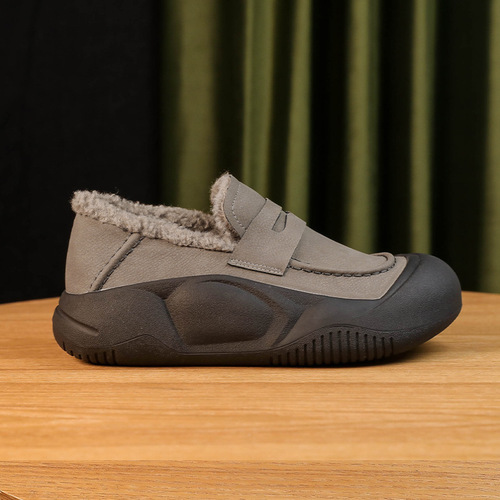 Bean shoes winter fleece-lined warm Mellow low-top cotton shoes women's  new soft-soled versatile casual shoes fashionable