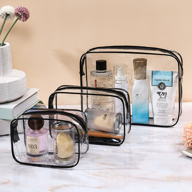 Прозрачная косметичка из ПВХ, дорожная сумка для туалетных принадлежностей, водонепроницаемая, черная, прозрачная, портативная, для путешествий, оптом