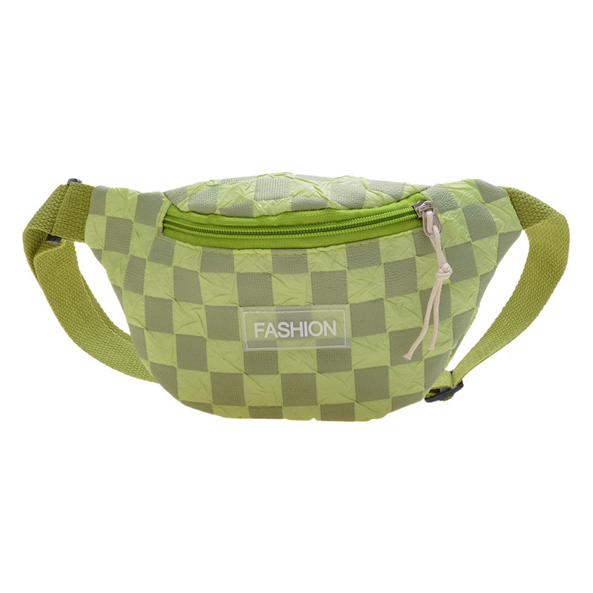 New Checkered Children's Chest Bag Wholesale, Color-Blocking Shoulder Bag, Trendy Crossbody Bag, Lightweight Sports Waist Bag